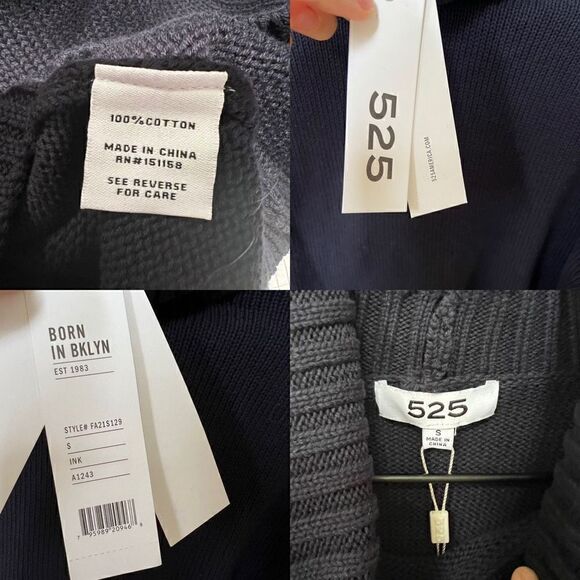 525 America Open Back Lace Up Turtleneck Chunky Knit Sweater Navy Blue S NWT - Picture 5 of 10